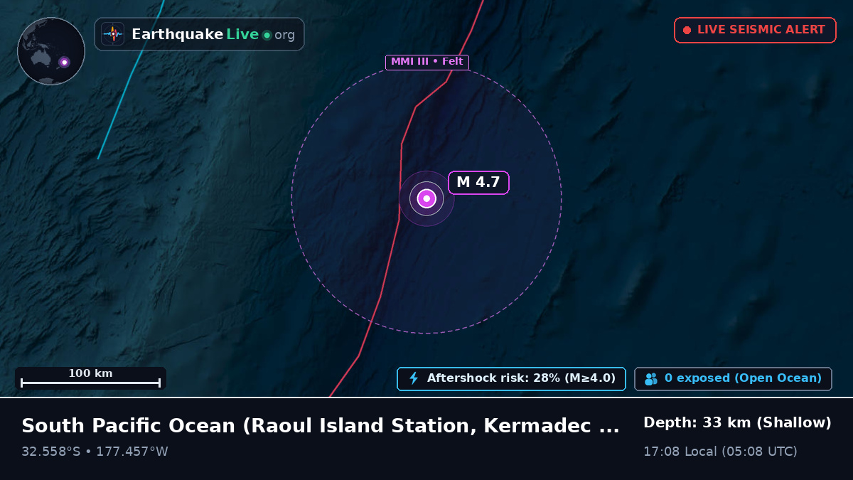 South Pacific Ocean (Kermadec Islands)