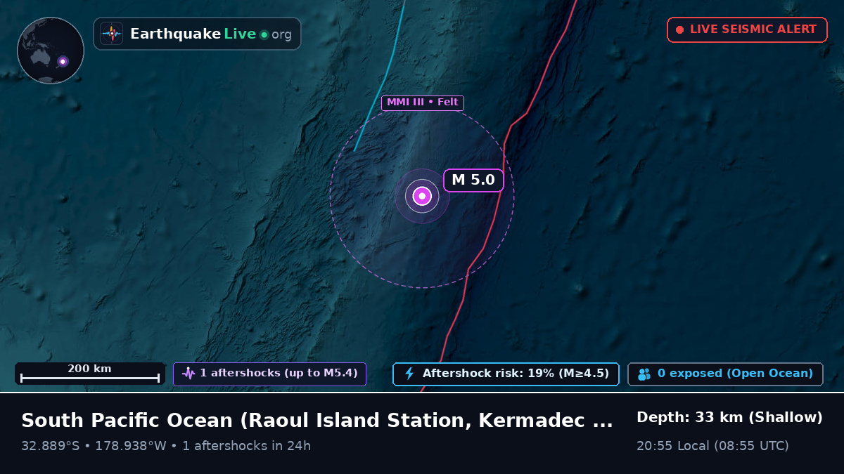 South Pacific Ocean (Kermadec Islands)