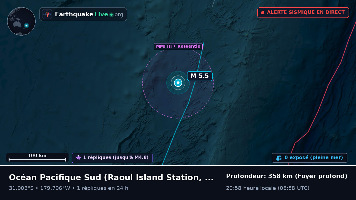 Océan Pacifique Sud (Kermadec Islands)