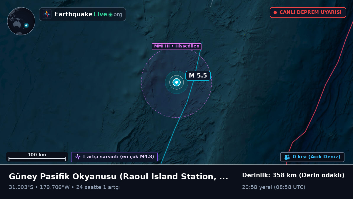 Güney Pasifik Okyanusu (Kermadec Islands)
