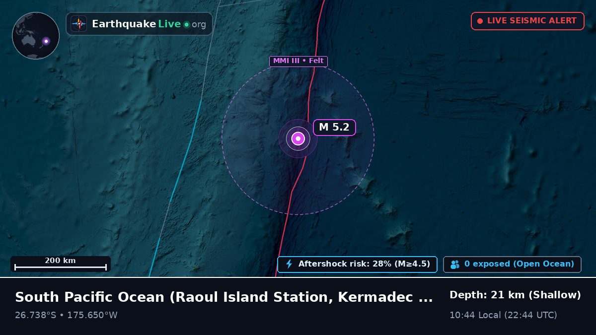 South Pacific Ocean (Kermadec Islands)
