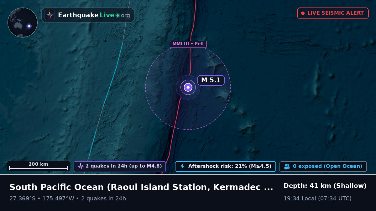 South Pacific Ocean (Kermadec Islands)