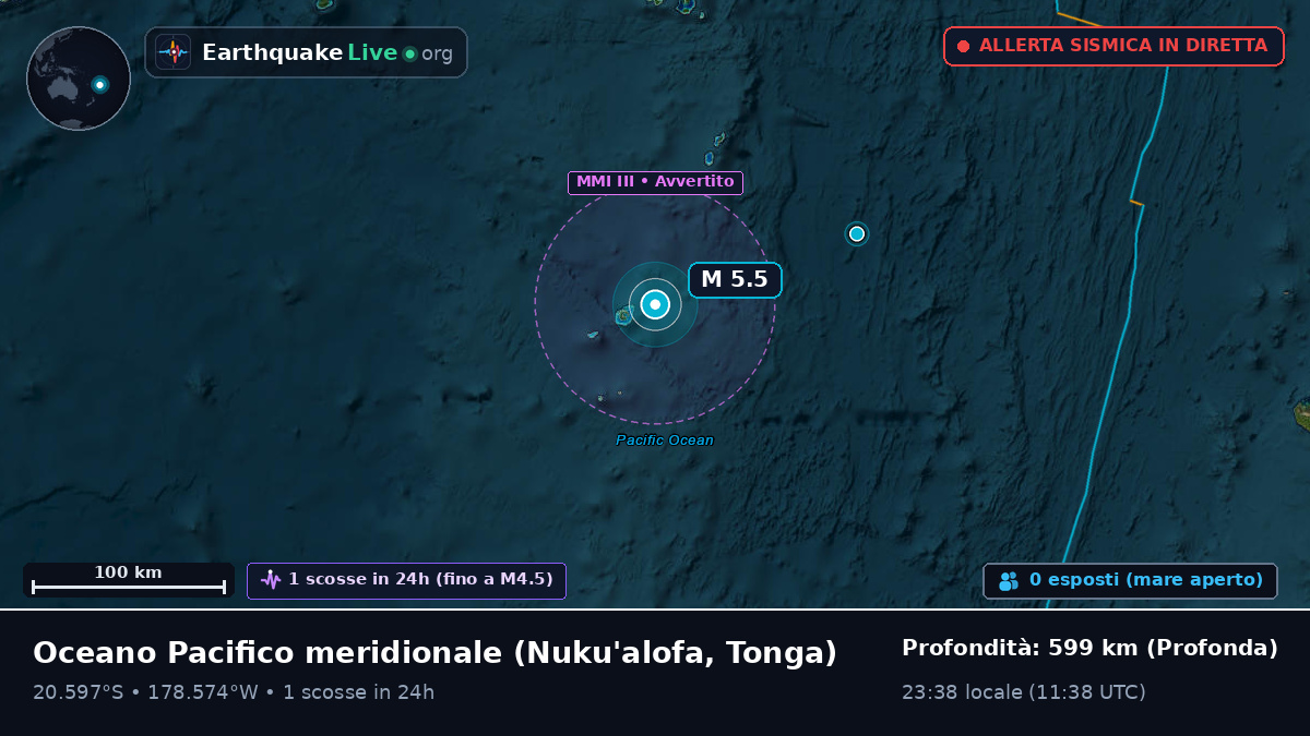 Oceano Pacifico meridionale (Tonga)