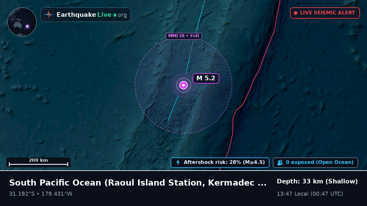 South Pacific Ocean (Kermadec Islands)