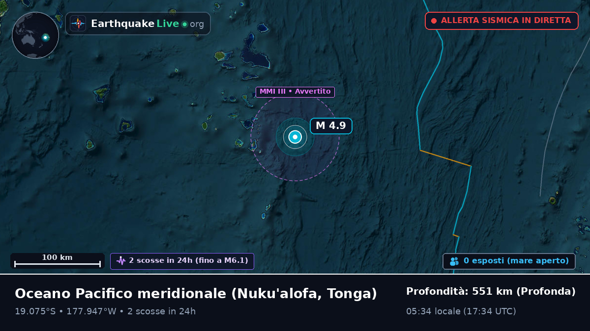 Oceano Pacifico meridionale (Tonga)