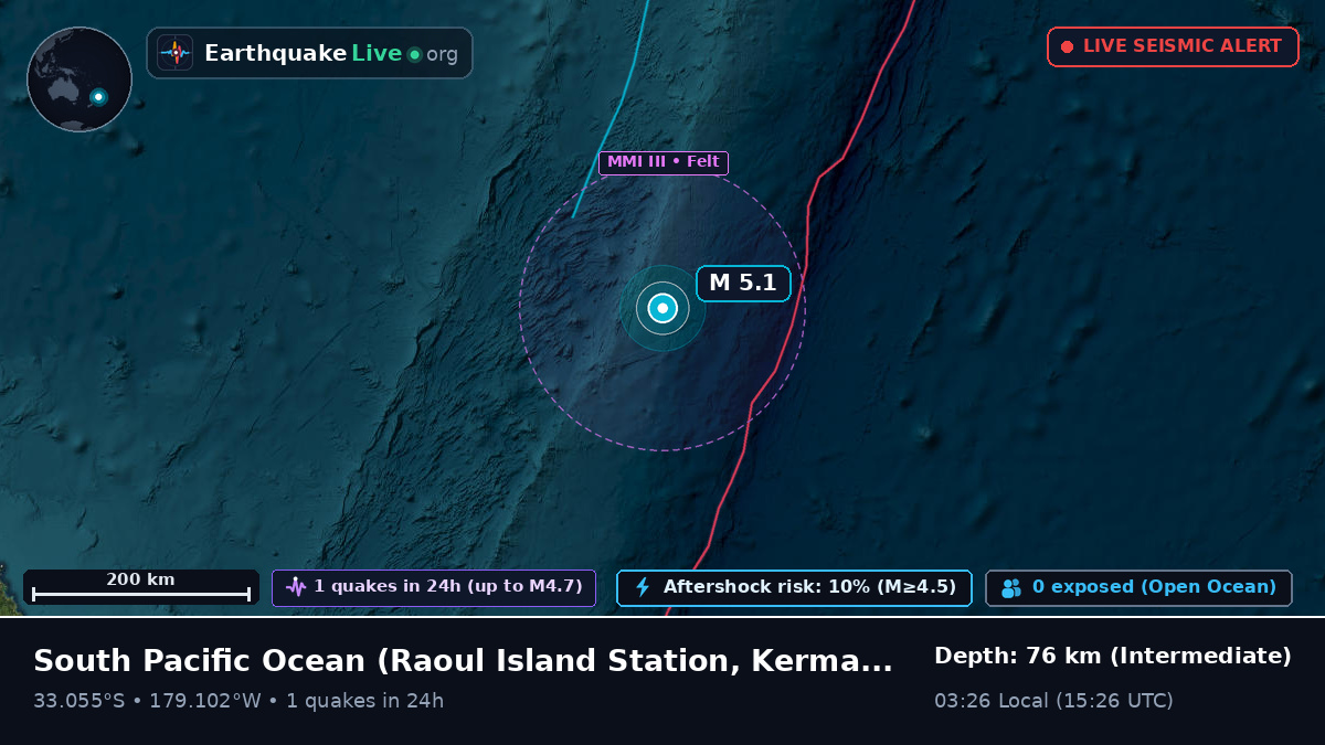 South Pacific Ocean (Kermadec Islands)