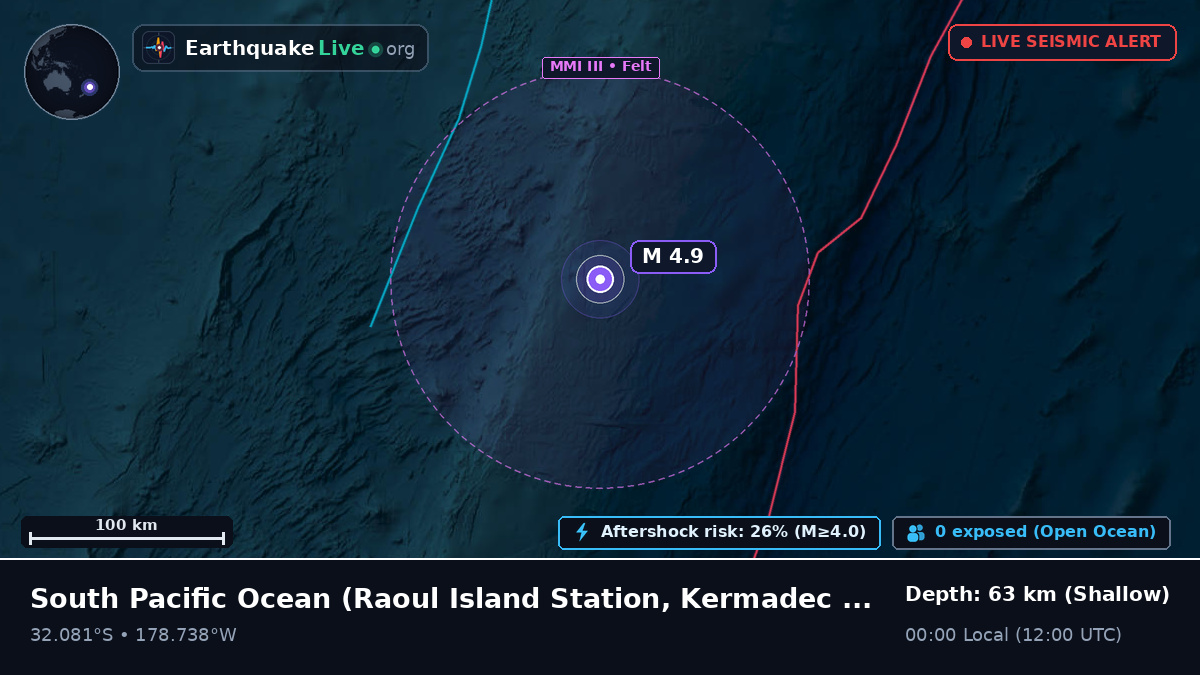 South Pacific Ocean (Kermadec Islands)