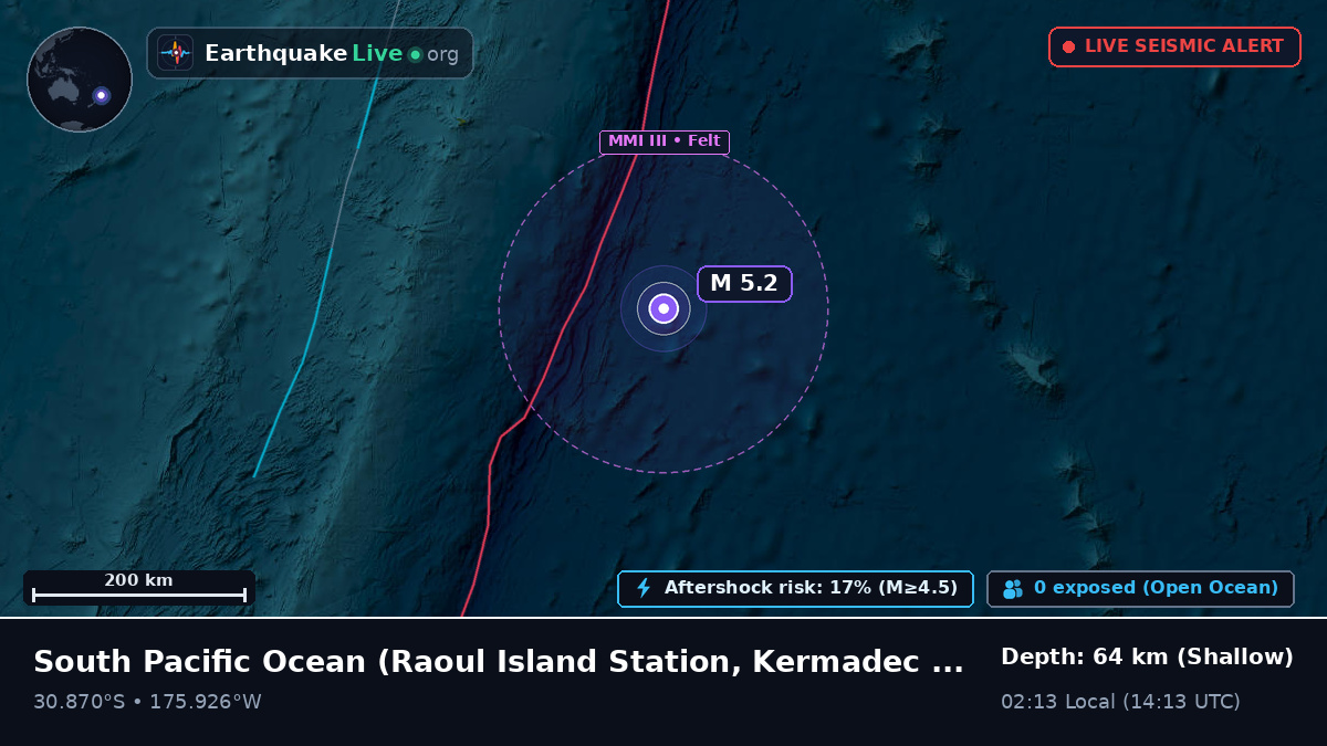 South Pacific Ocean (Kermadec Islands)