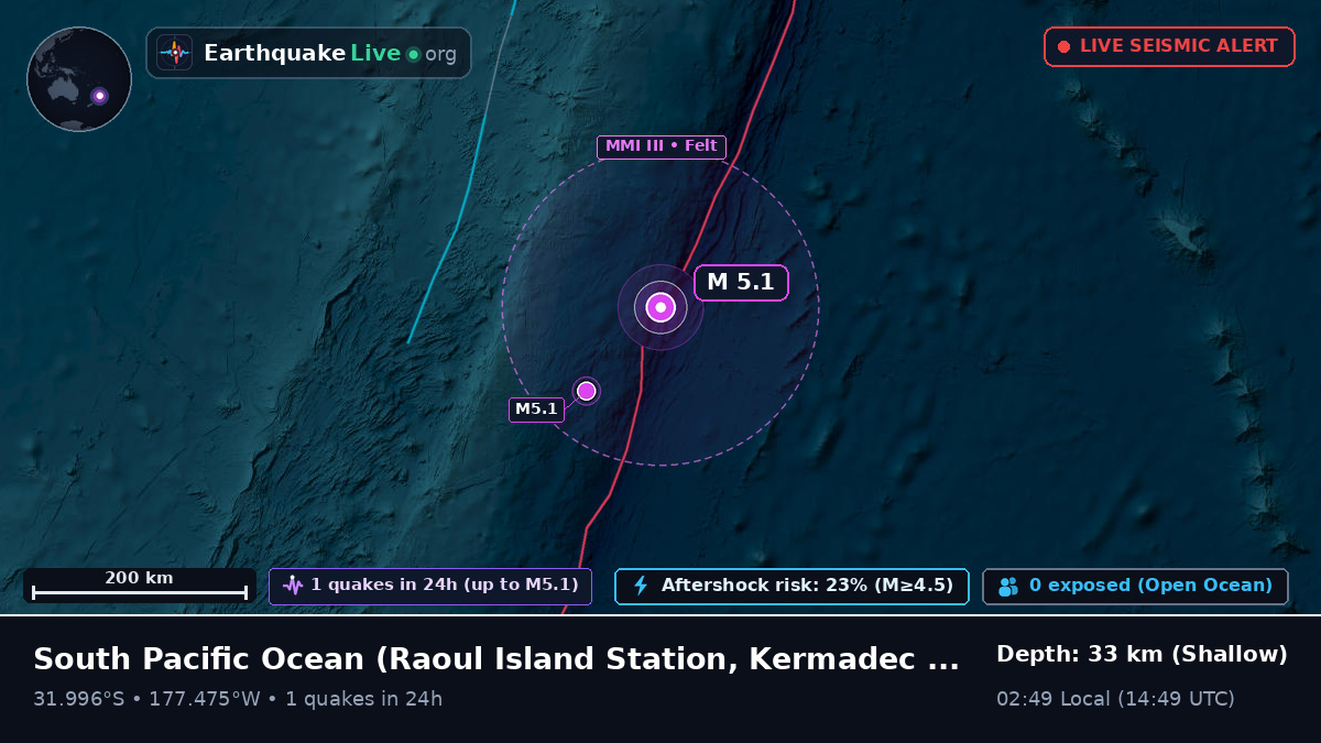 South Pacific Ocean (Kermadec Islands)