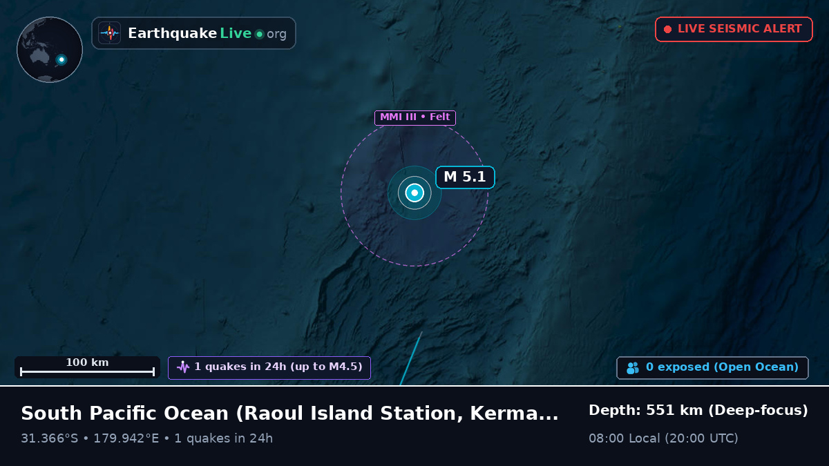 South Pacific Ocean (Kermadec Islands)