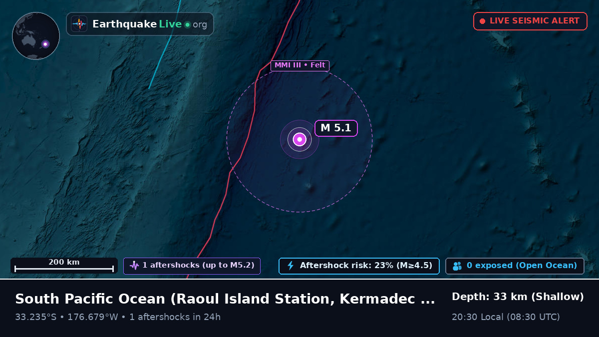 South Pacific Ocean (Kermadec Islands)