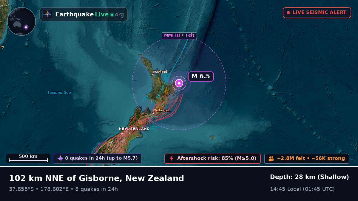 Off the coast of Gisborne, New Zealand