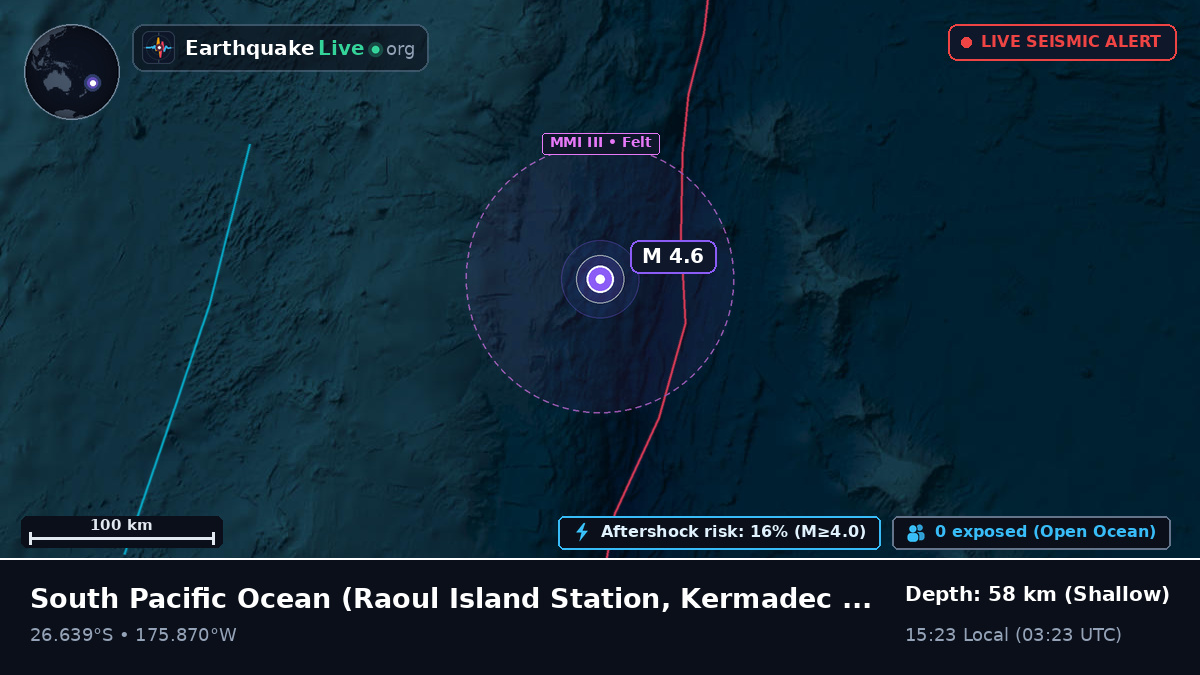 South Pacific Ocean (Kermadec Islands)