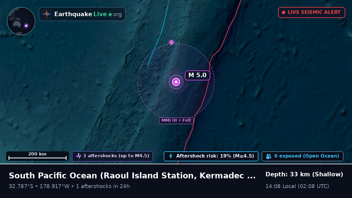 South Pacific Ocean (Kermadec Islands)