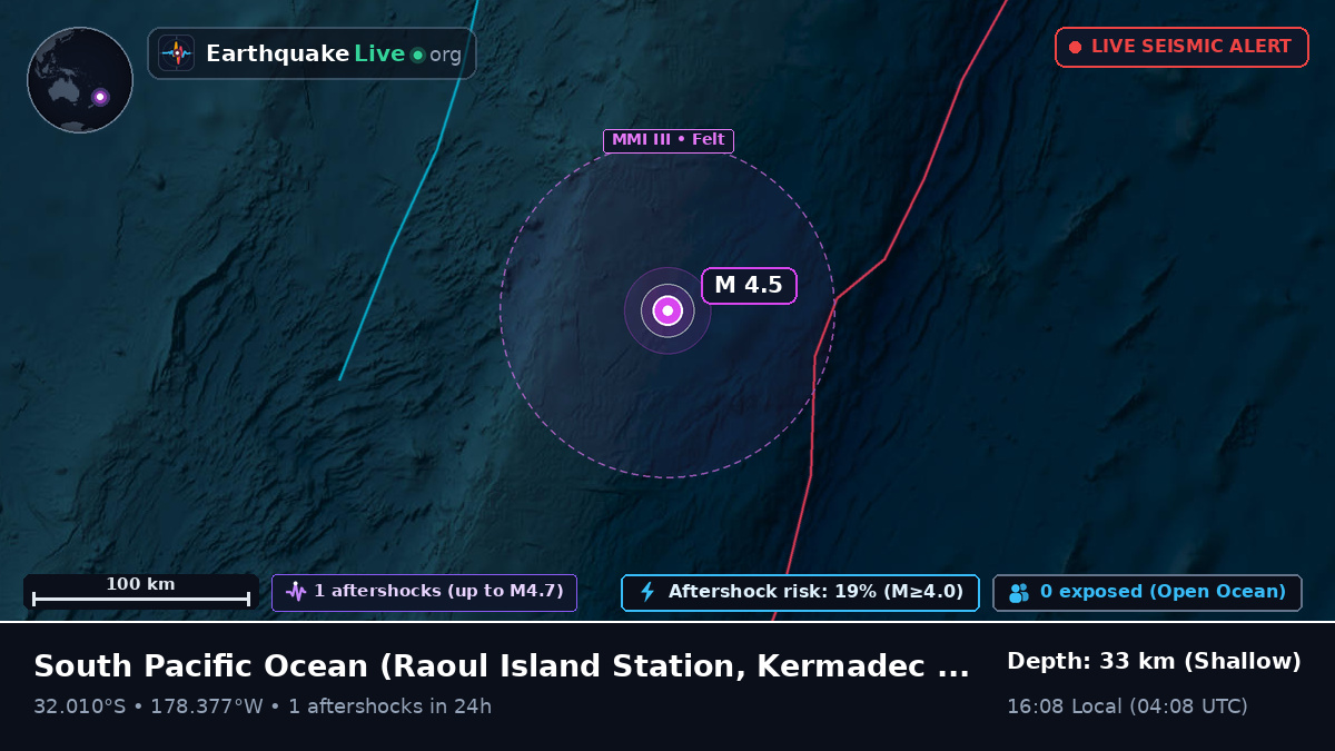 South Pacific Ocean (Kermadec Islands)