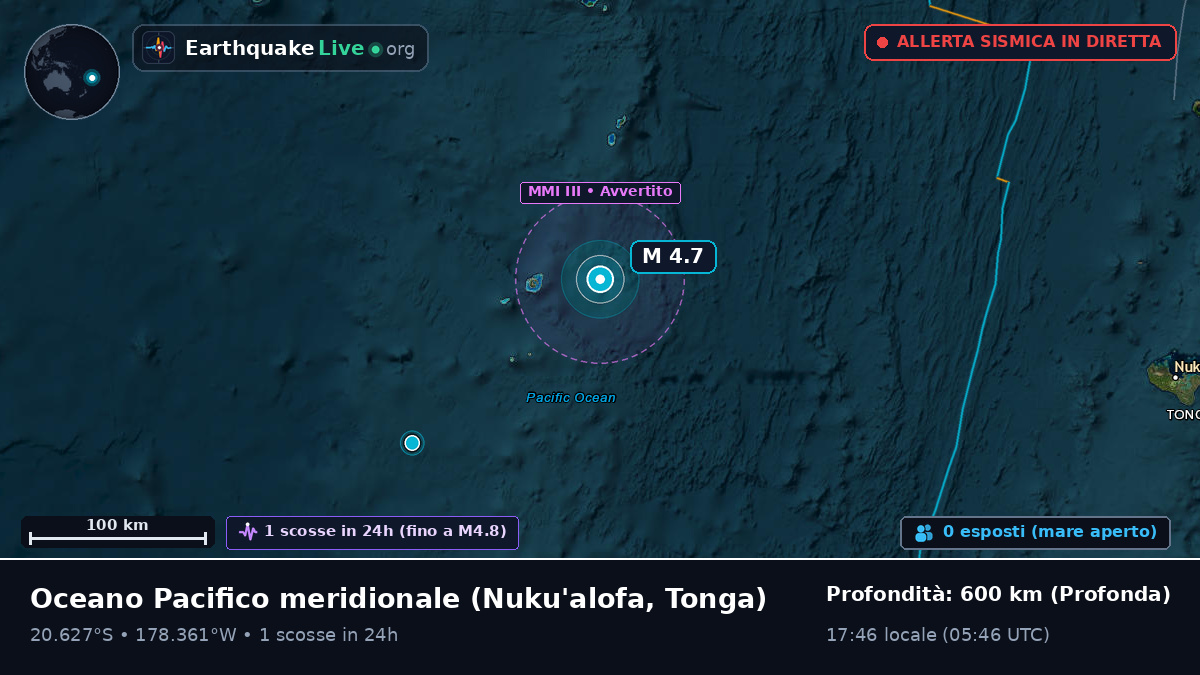 Oceano Pacifico meridionale (Tonga)