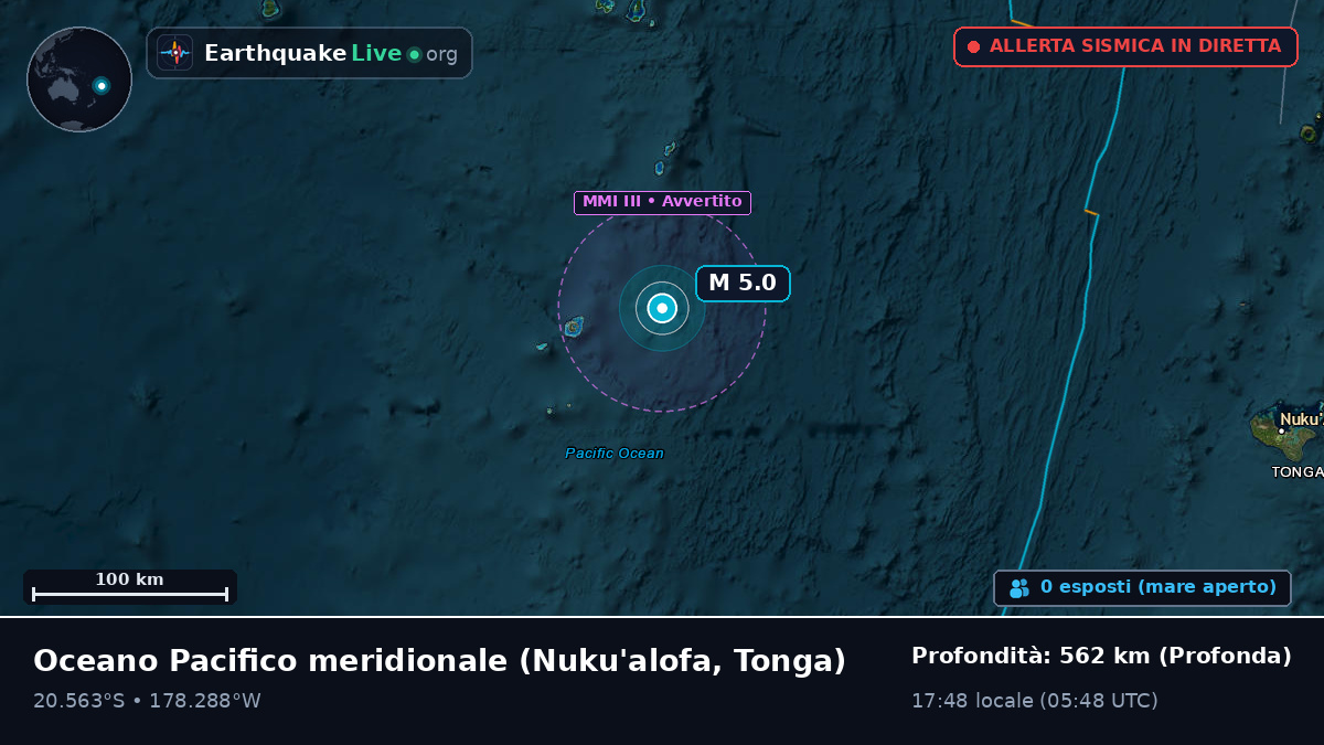 Oceano Pacifico meridionale (Tonga)