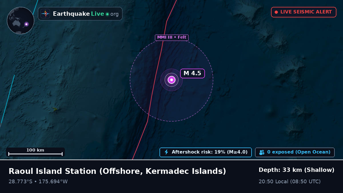 Off the coast of Raoul Island Station, Kermadec Islands