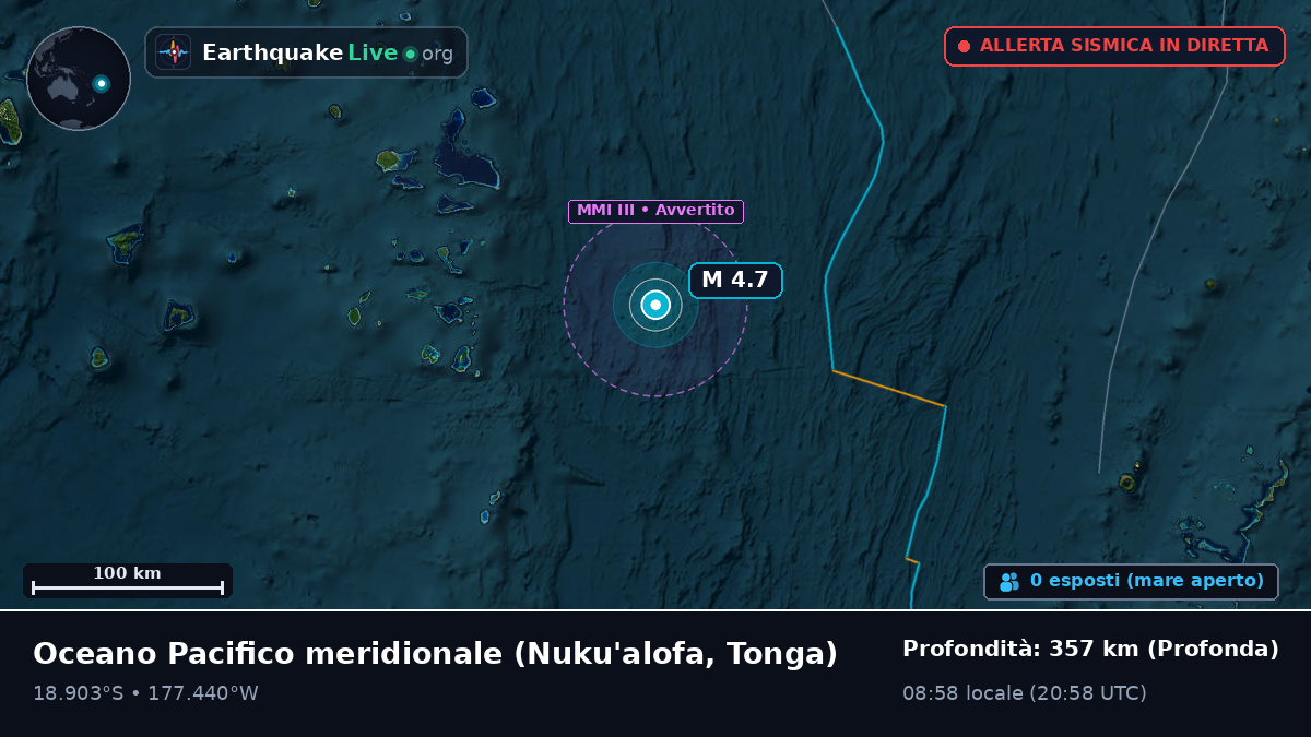 Oceano Pacifico meridionale (Tonga)