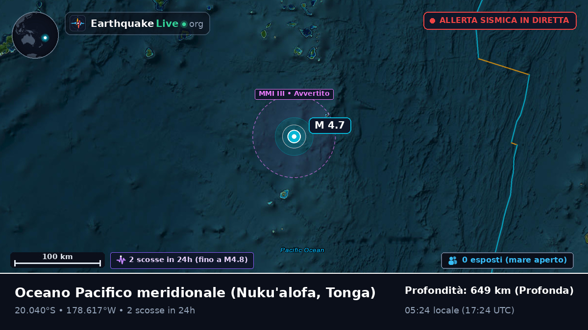 Oceano Pacifico meridionale (Tonga)