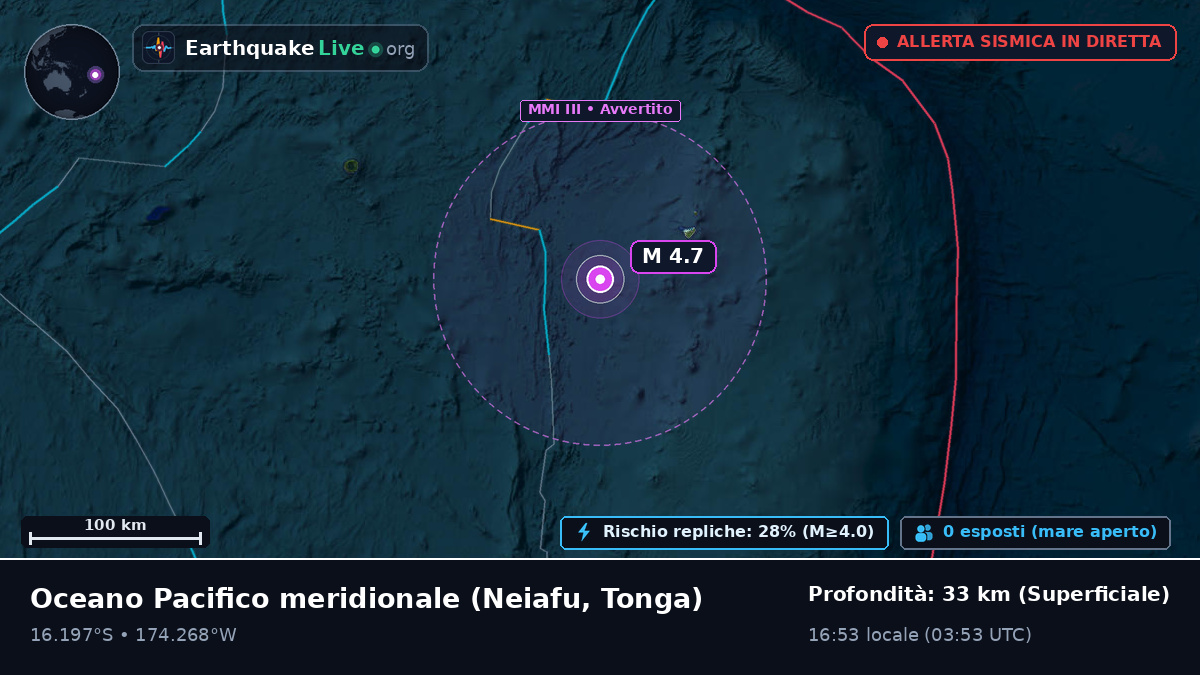 Oceano Pacifico meridionale (Tonga)