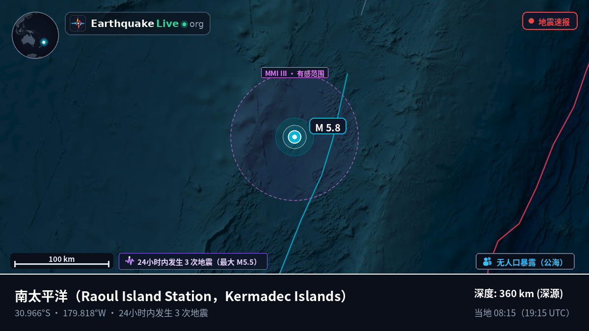 南太平洋 (Kermadec Islands)