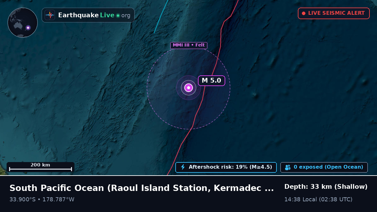South Pacific Ocean (Kermadec Islands)