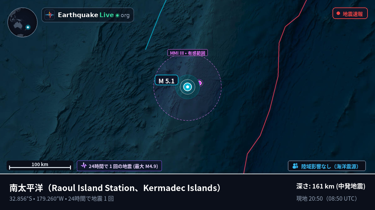 南太平洋 (Kermadec Islands)