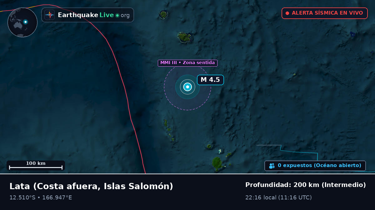Frente a las costas de Lata, Islas Salomón