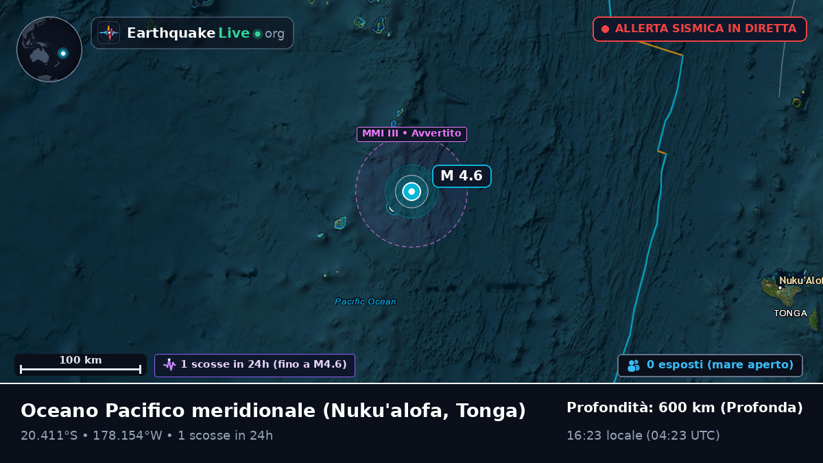 Oceano Pacifico meridionale (Tonga)