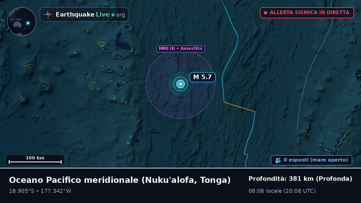 Oceano Pacifico meridionale (Tonga)