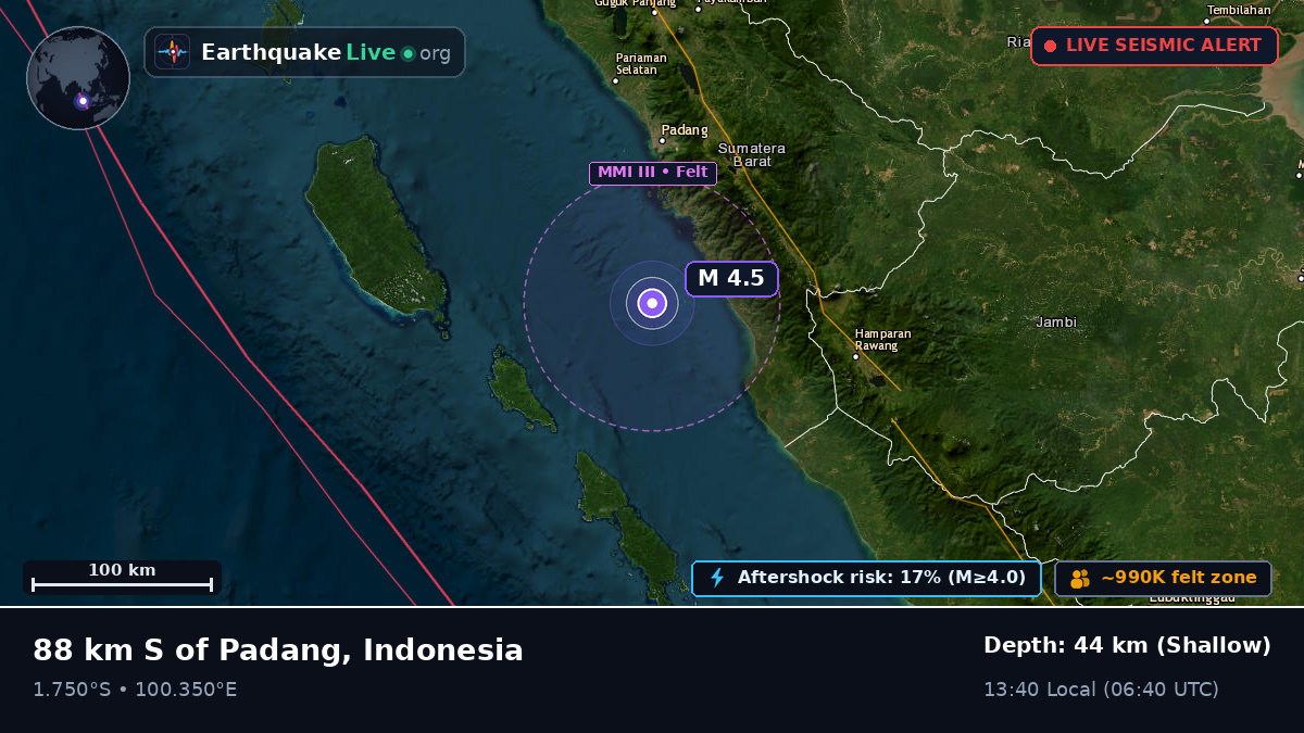 Off the coast of Padang, Indonesia