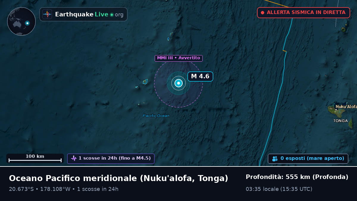 Oceano Pacifico meridionale (Tonga)