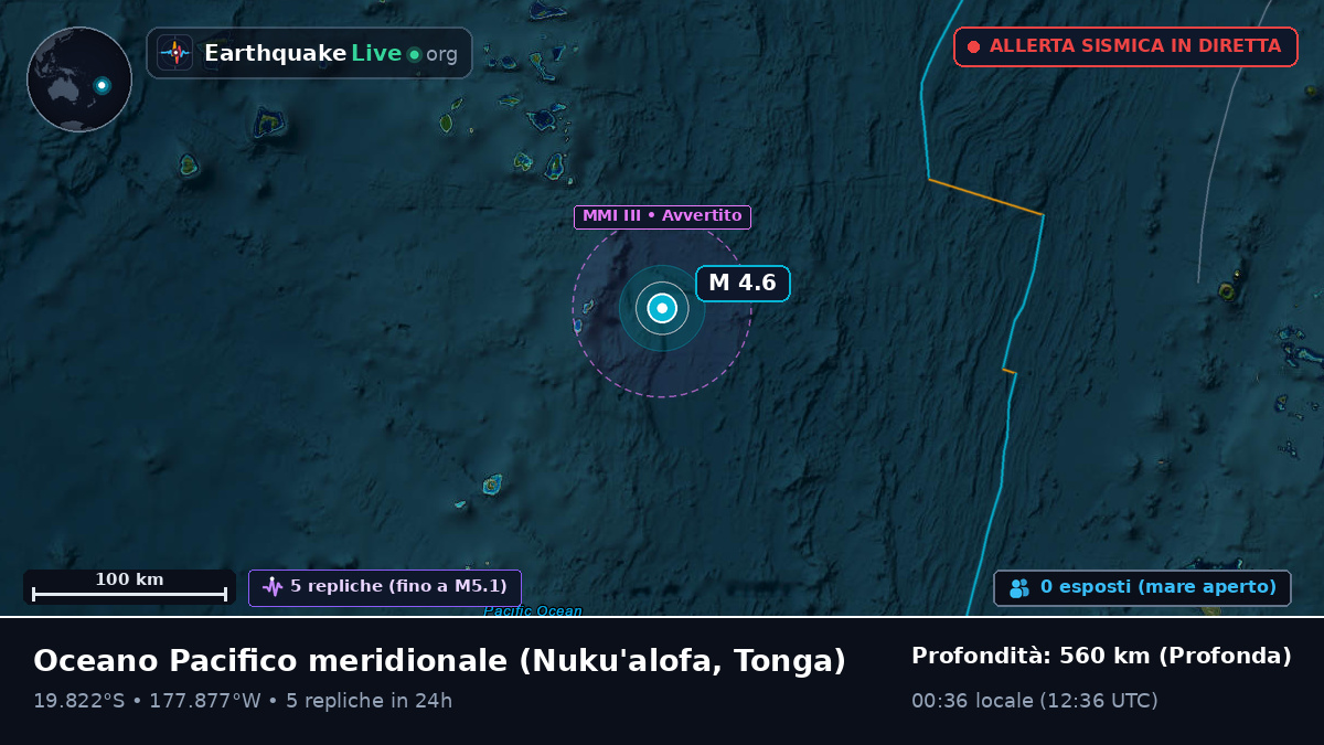 Oceano Pacifico meridionale (Tonga)