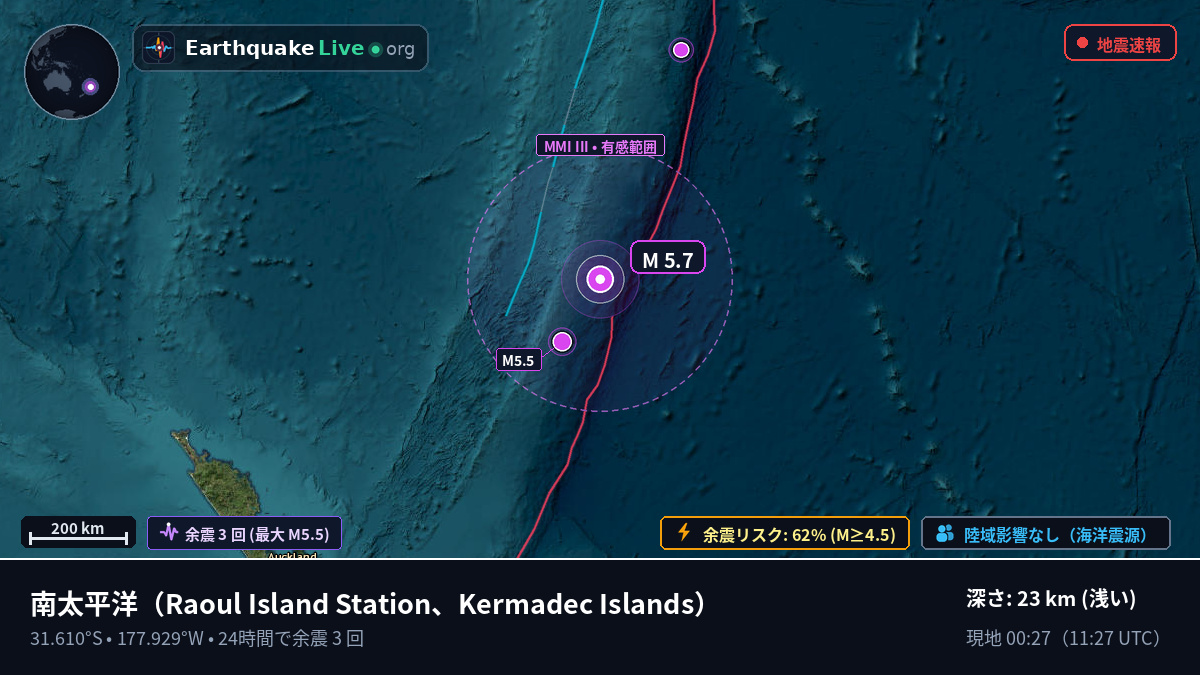 南太平洋 (Kermadec Islands)