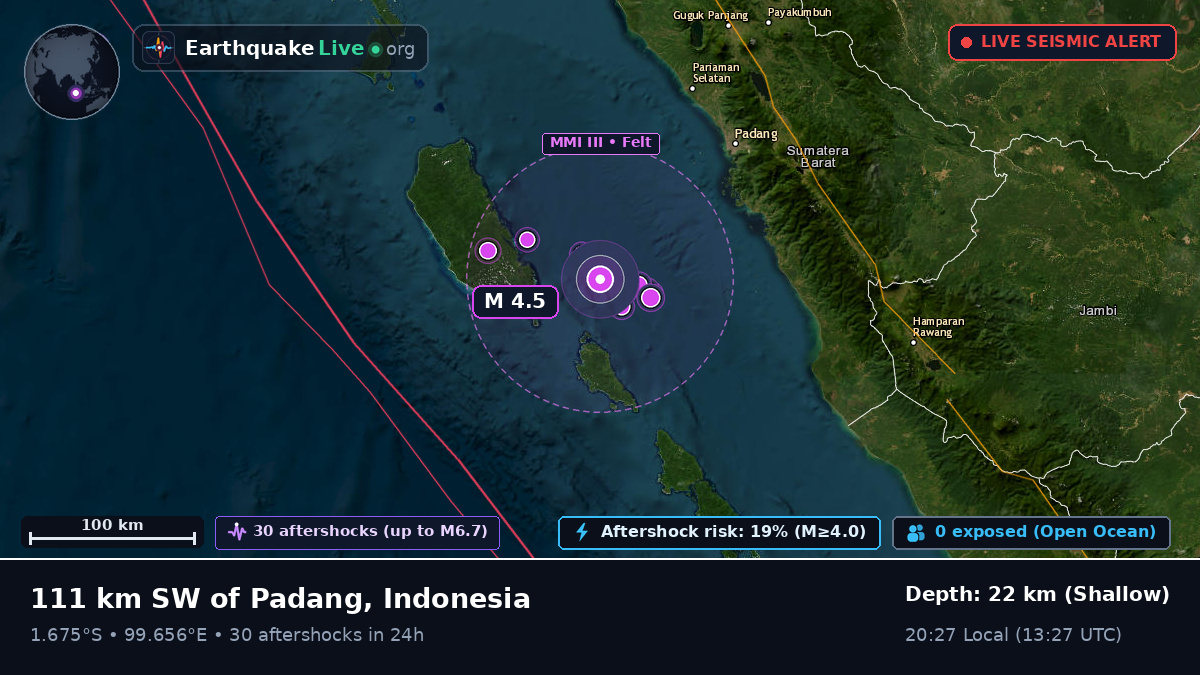 Off the coast of Padang, Indonesia