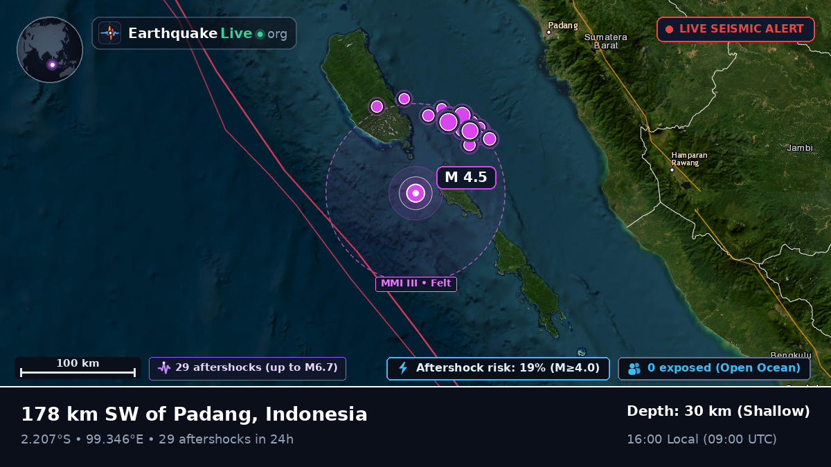 Off the coast of Padang, Indonesia