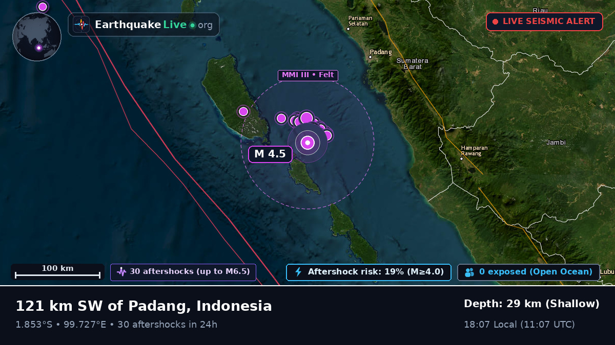 Off the coast of Padang, Indonesia