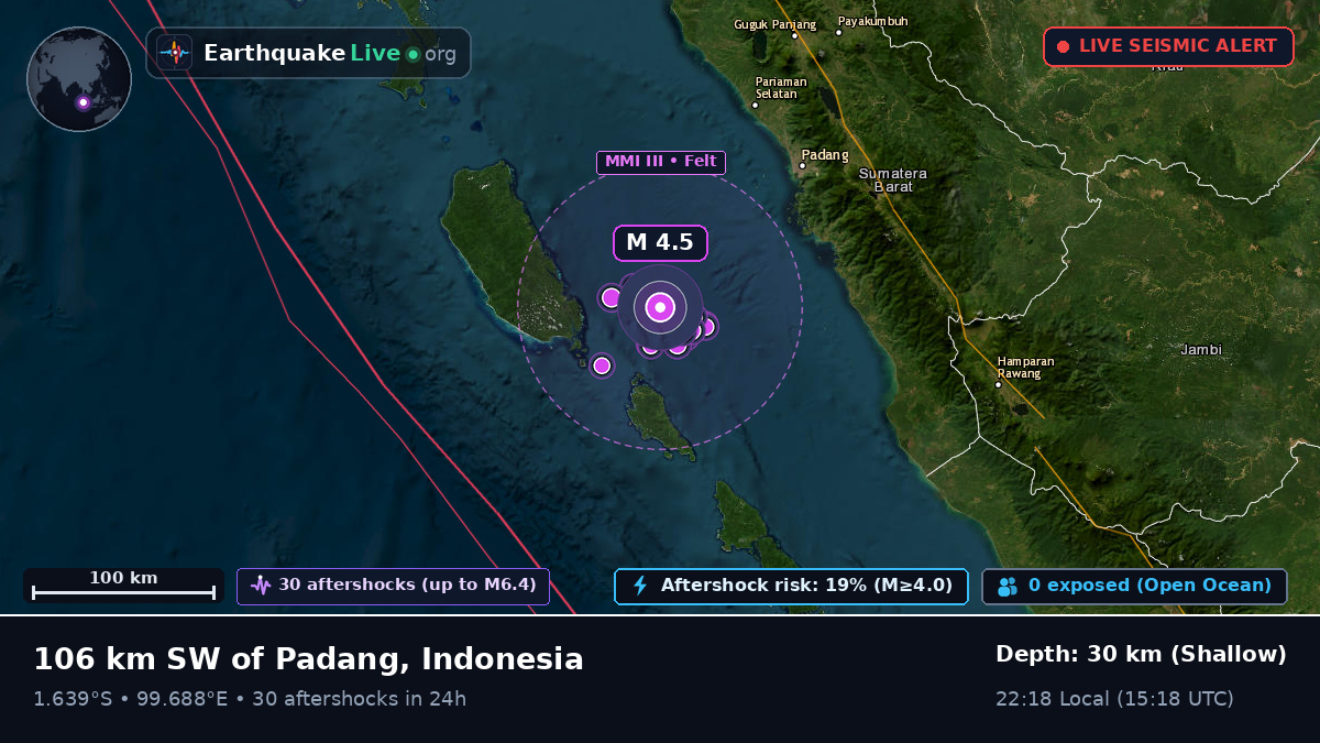 Off the coast of Padang, Indonesia