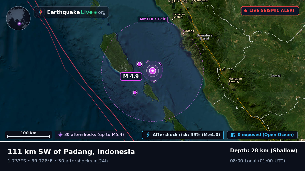Off the coast of Padang, Indonesia