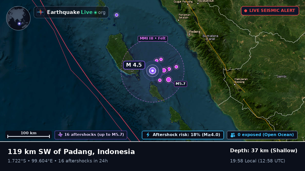 Off the coast of Padang, Indonesia
