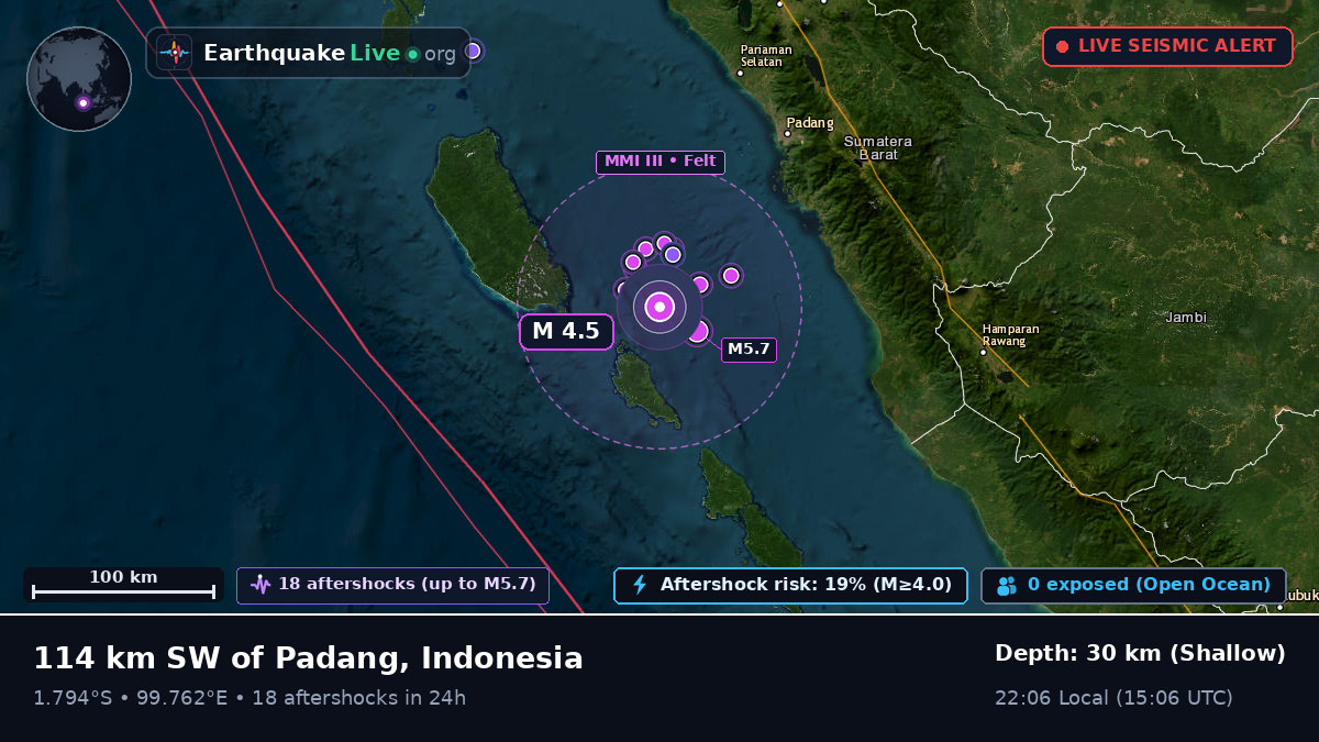 Off the coast of Padang, Indonesia