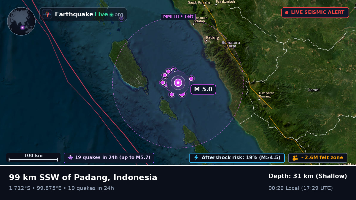 Off the coast of Padang, Indonesia