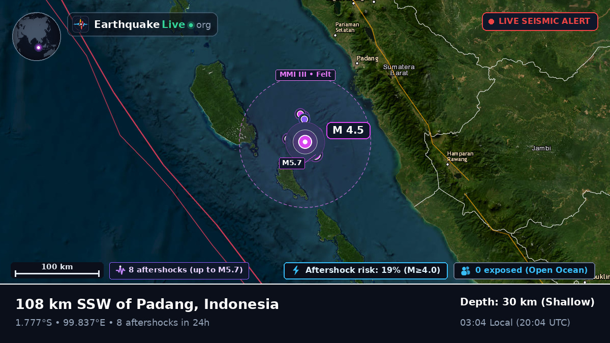 Off the coast of Padang, Indonesia
