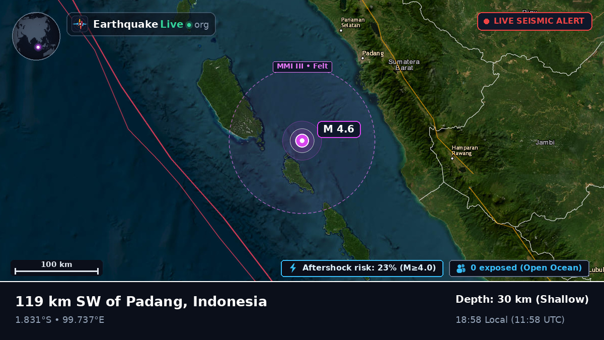 Off the coast of Padang, Indonesia