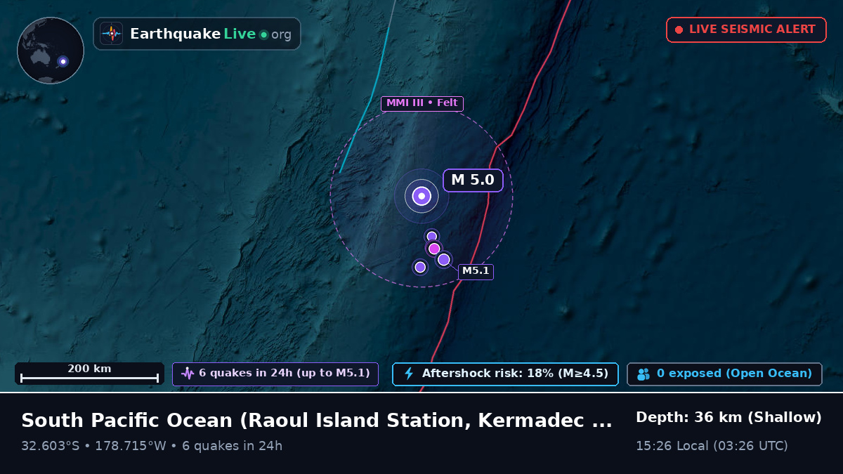 South Pacific Ocean (Kermadec Islands)