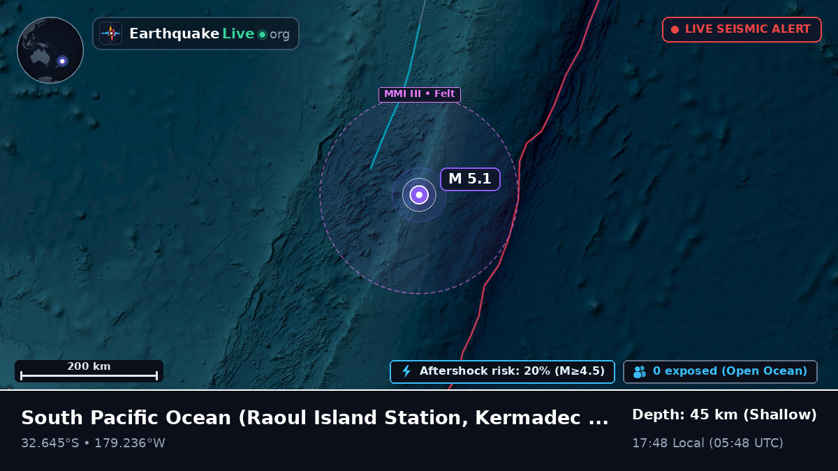 South Pacific Ocean (Kermadec Islands)