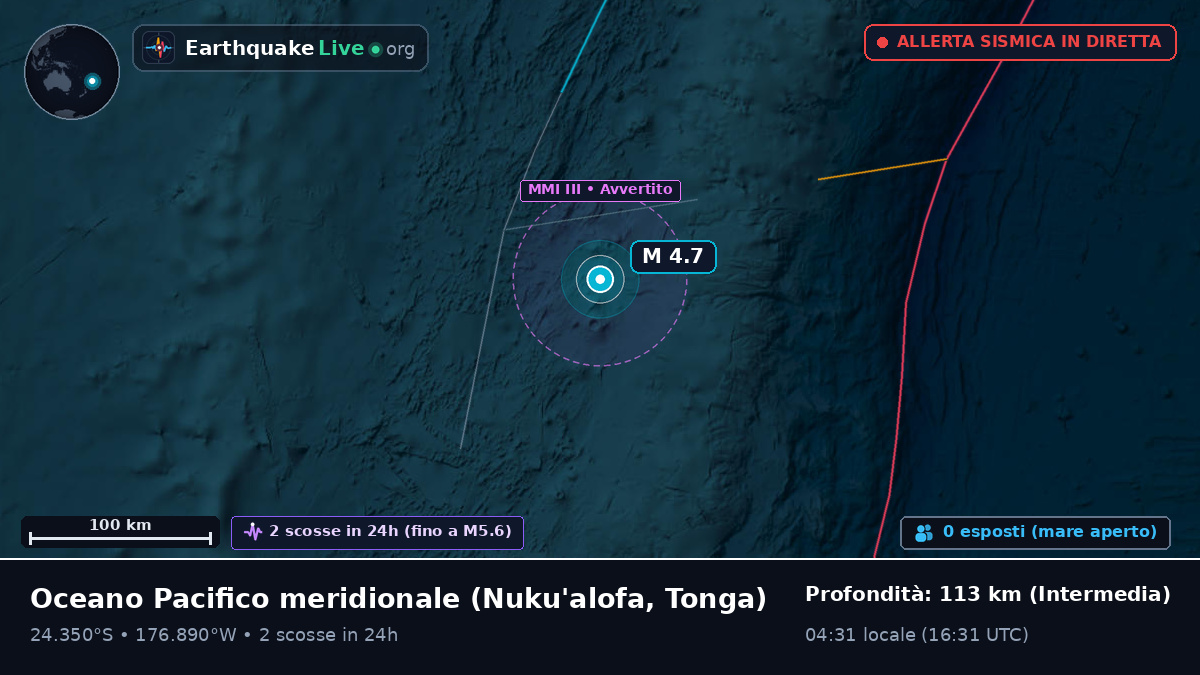 Oceano Pacifico meridionale (Tonga)