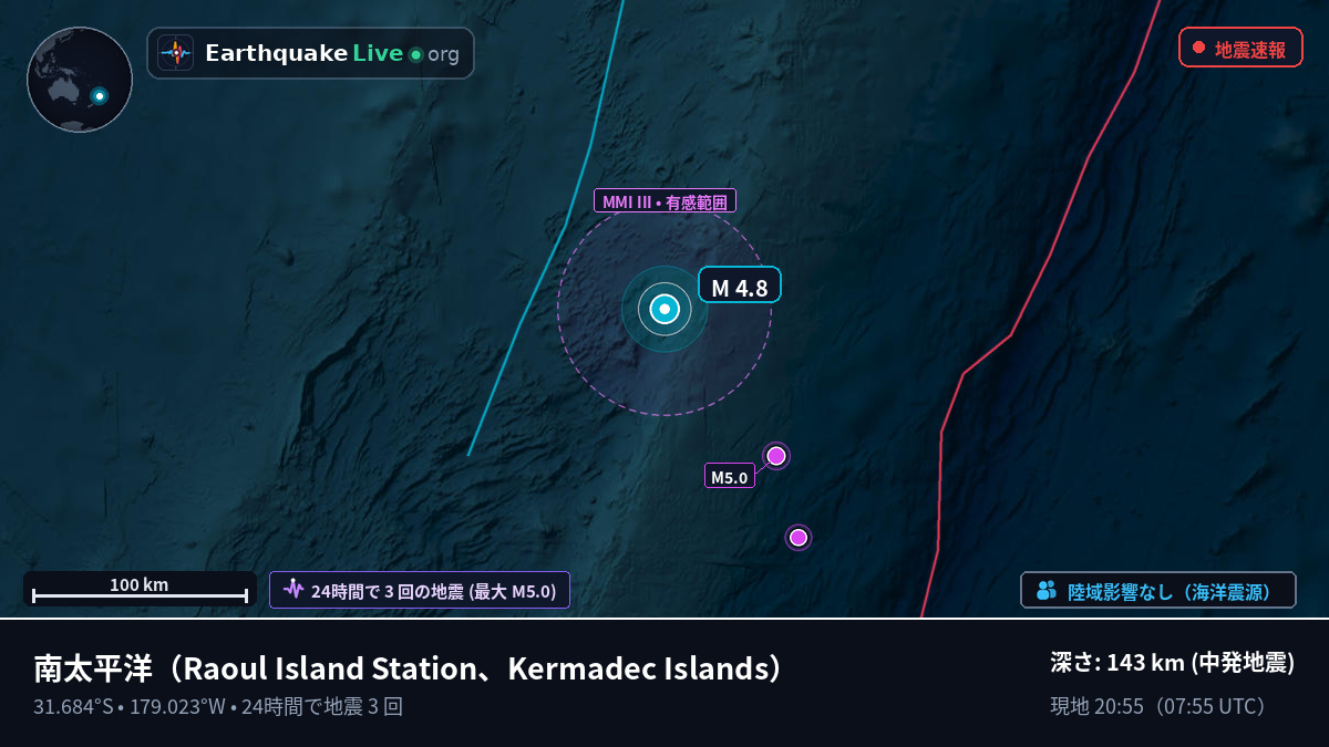 南太平洋 (Kermadec Islands)