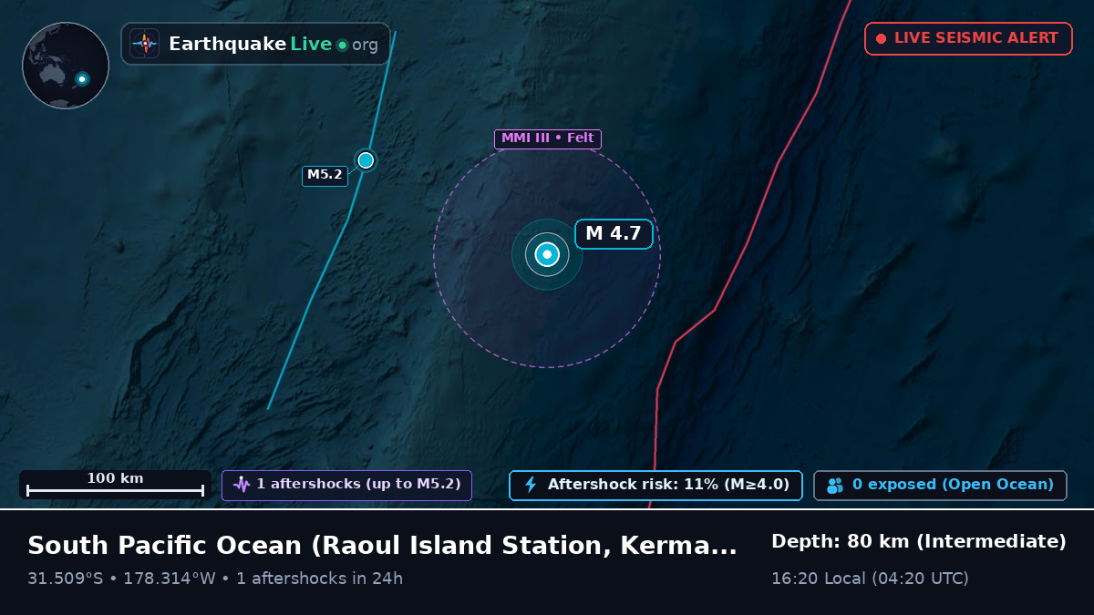 South Pacific Ocean (Kermadec Islands)